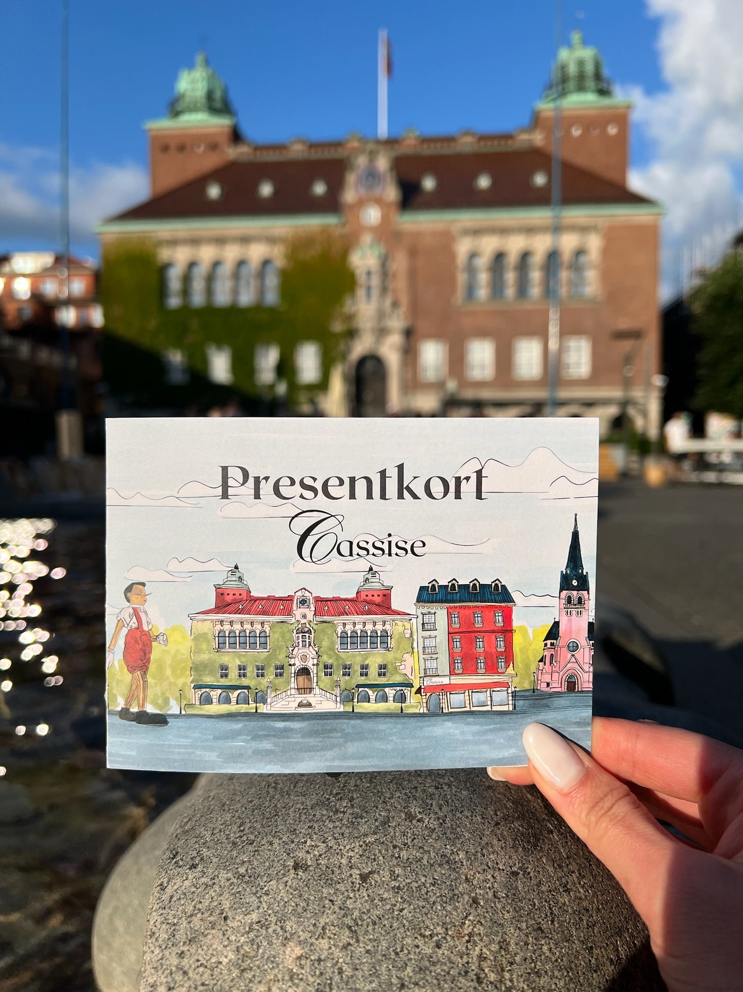 Cassise fysiskt presentkort med motiv Borås.