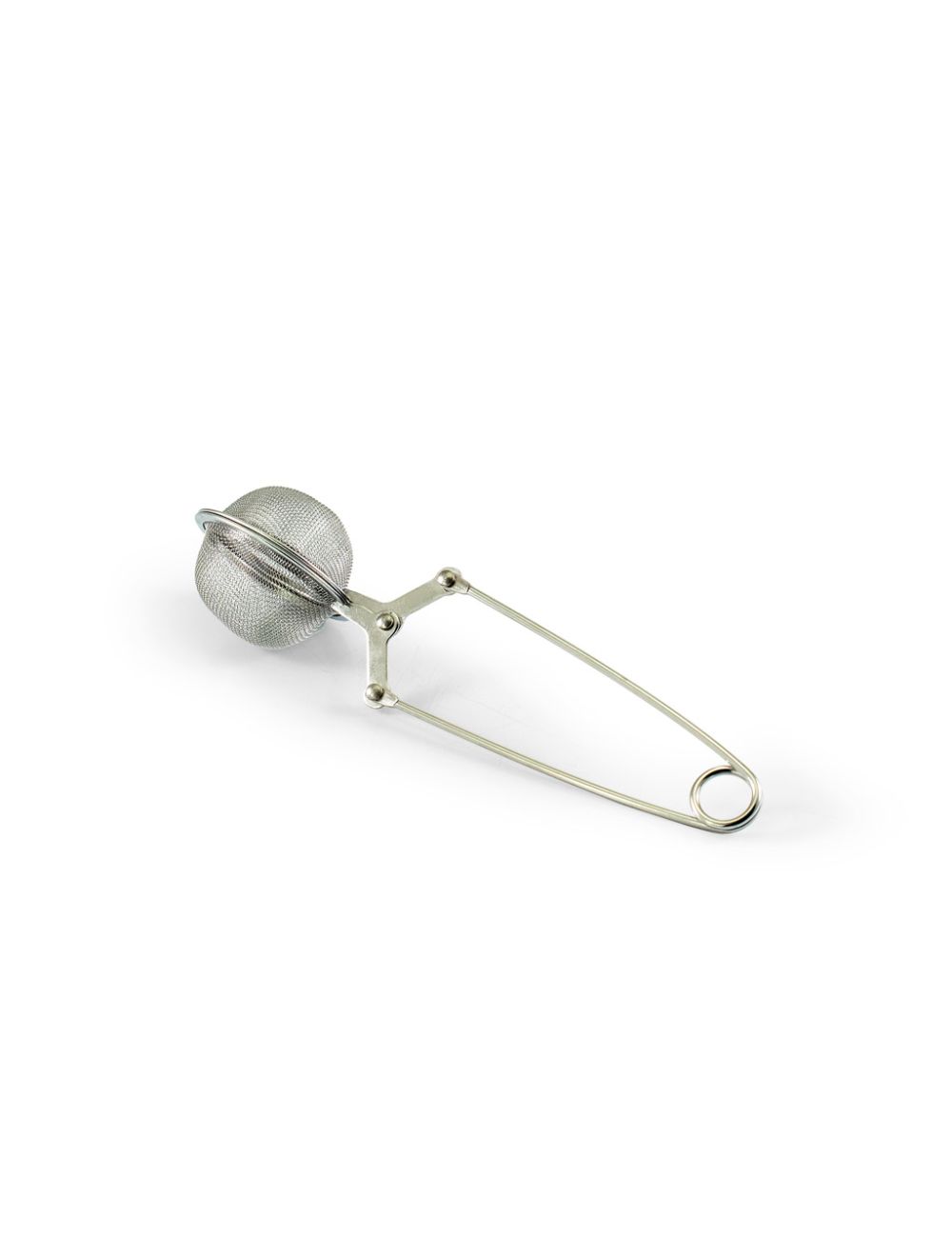 En liten tetång i rostfritt stål, som passar perfekt för en kopp te. 